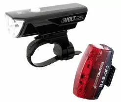 Cat Eye GVolt25 + Rapid Micro G Beleuchtungsset StVZO Zugelassen Farbe Schwarz - Rot