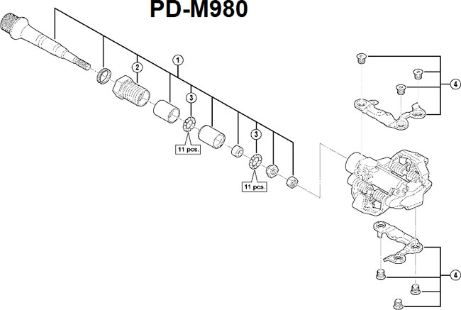 Shimano PD-M980 / M9000 / M9020 Ersatzteil - Pedalachse Komplett Rechts 6 Shimano PD-M980 / M9000 / M9020 Ersatzteil - Pedalachse Komplett Rechts – Bild 4